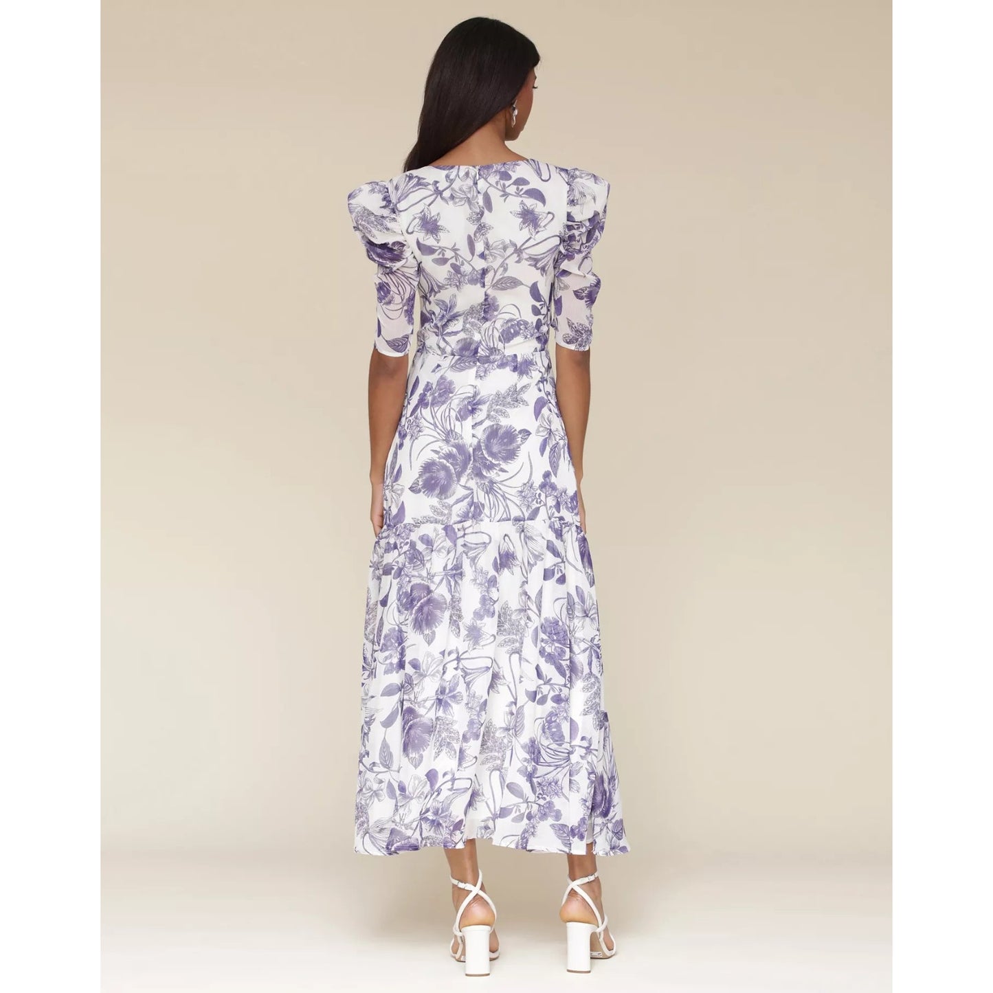 Avec Les Filles Women's Floral-Print Puffed-Shoulder Dress, Size 10, MSRP: 169$