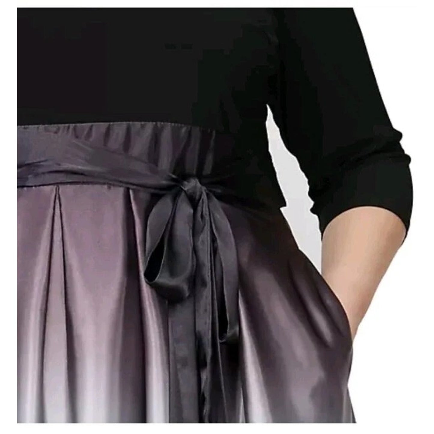 SLNY Vestido de noche formal acampanado para mujer, color negro y morado ombré, talla 16P, Precio de venta sugerido por el fabricante: 139$