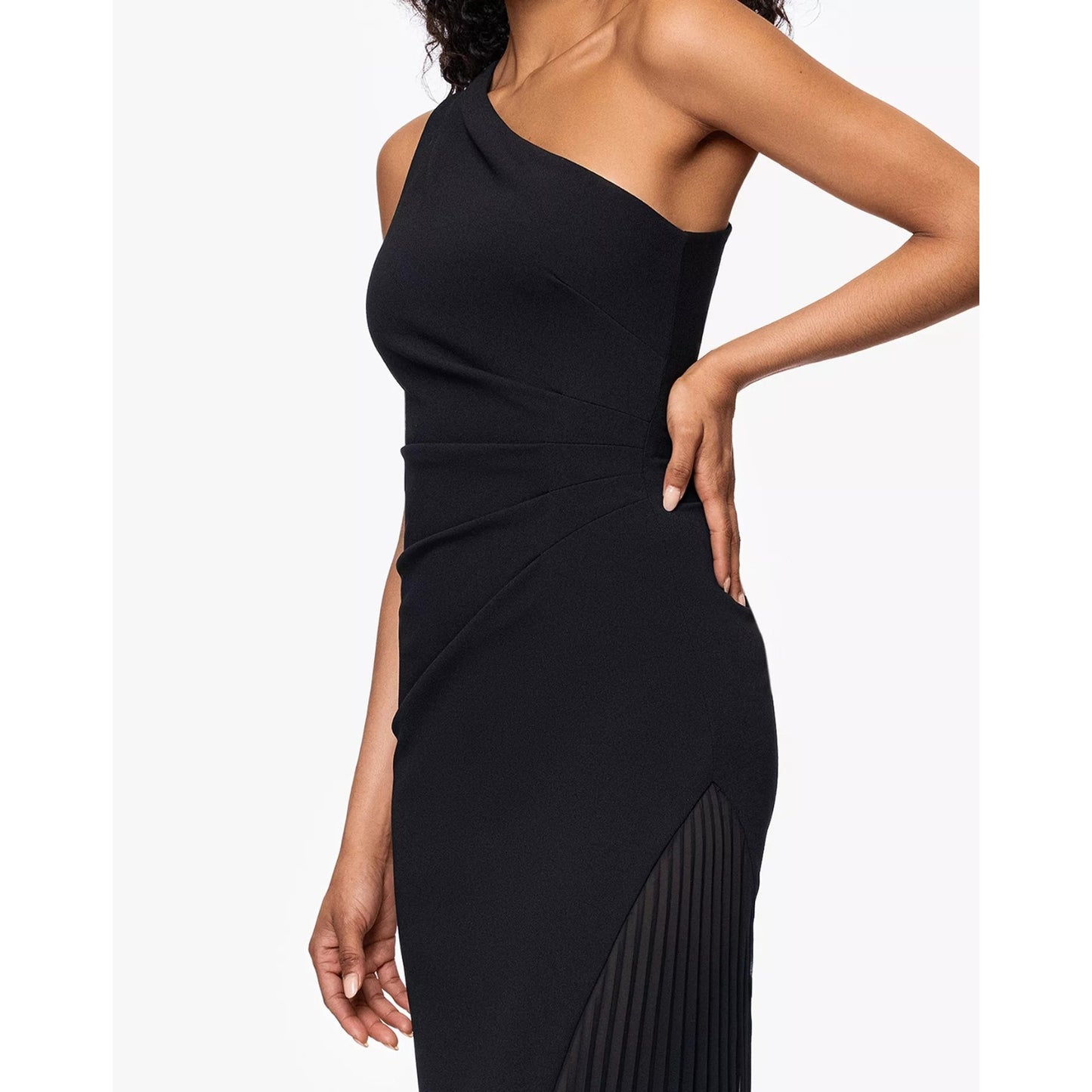 Vestido largo de vaina asimétrico de un solo hombro Xscape para mujer - Negro, Talla 14, Precio de venta sugerido por el fabricante: 259$