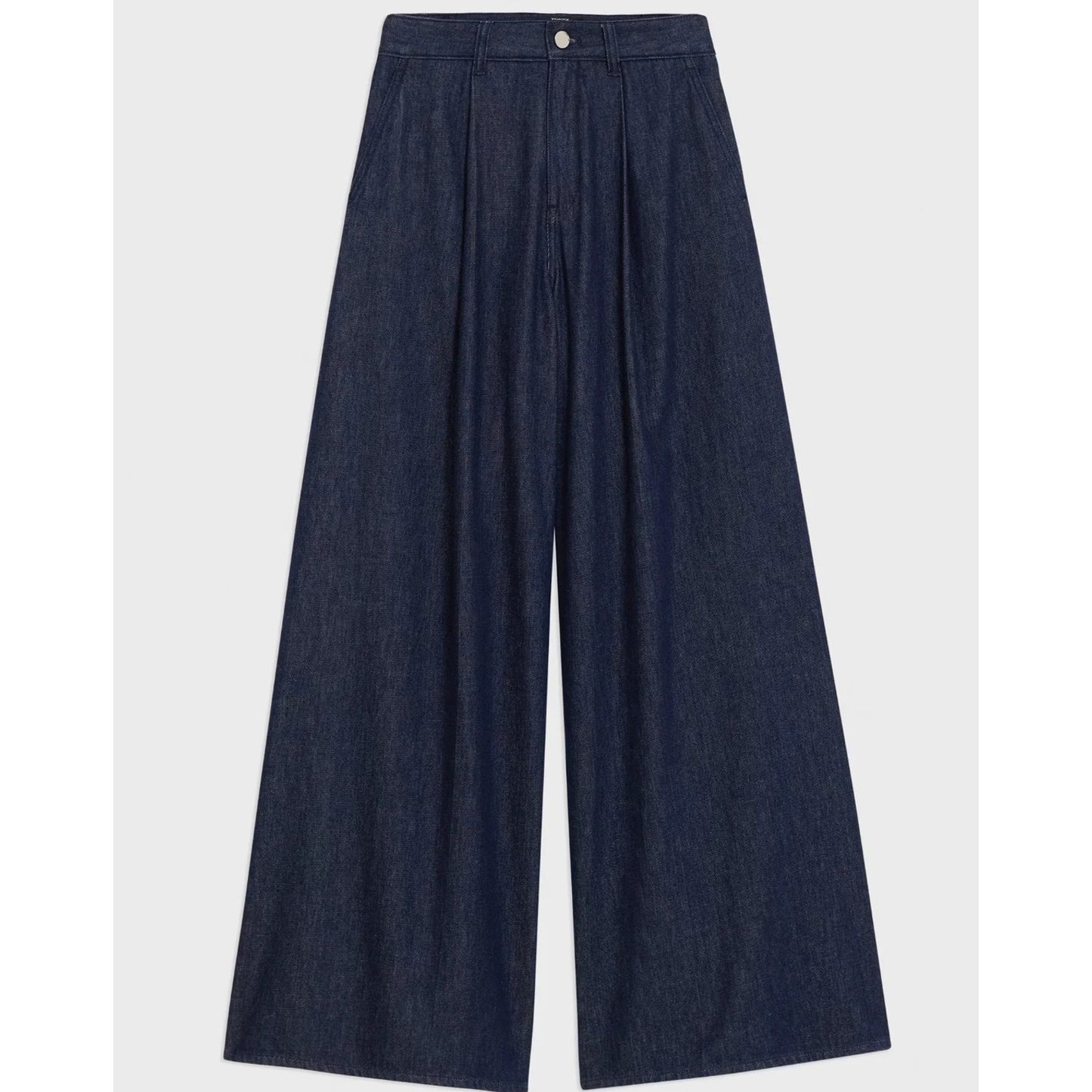THEORY Pleated Wide-Leg Pant in Denim Jeans Indigo Drape Denim, 25 ,MSRP 295$