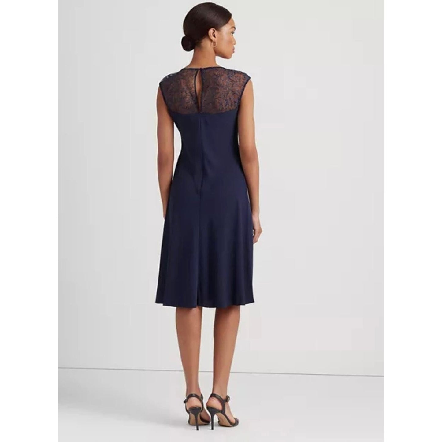 Vestido de cóctel sin mangas de georgette Lauren Ralph Lauren para mujer Talla 8, nuevo