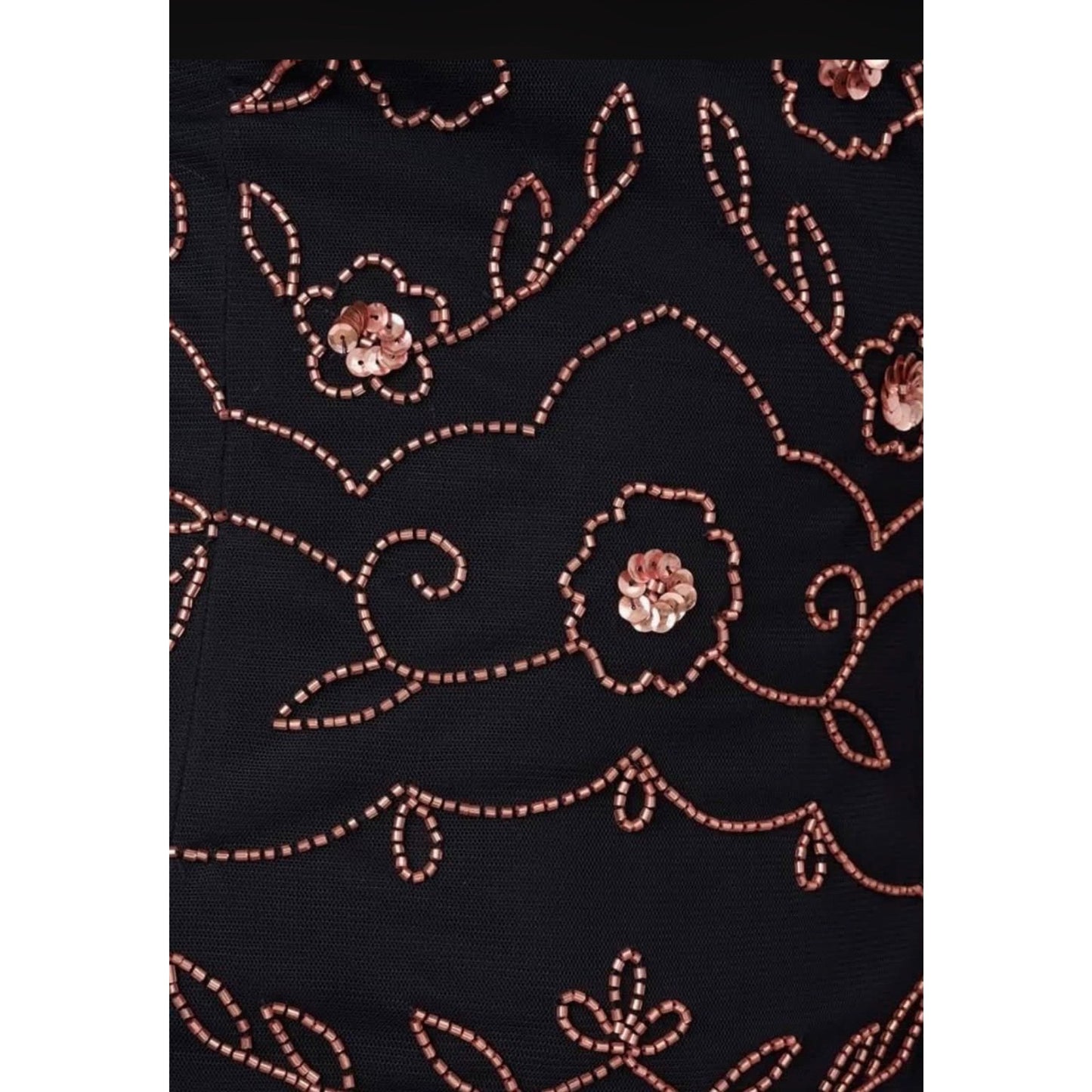 Papell Studio Navy Gold Beaded Sequin Floral Sheath Dress Short Sleeve Size 10,