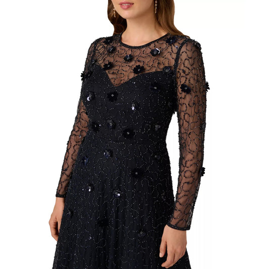 Adrianna Papell Women's Beaded Velvet Midi Dress, 6P, MSRP: 299$