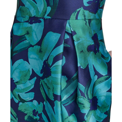 Vestido sin mangas jacquard floral verde con bolsillos Eliza J para mujer, talla 2, MSRP: 159 $