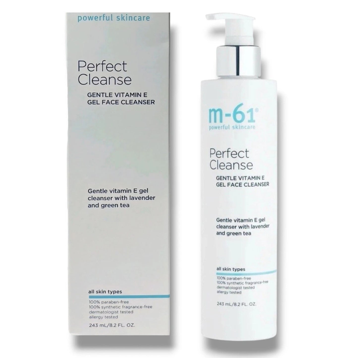 M - 61 Perfect Cleanse Gentle Vitamin E Gel Face Cleanser 8.2 oz NIB (016)