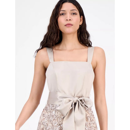 Vestido MIDI de satén y soutache con lentejuelas Tahari Asl para mujer - Champaña, PVPR: $269