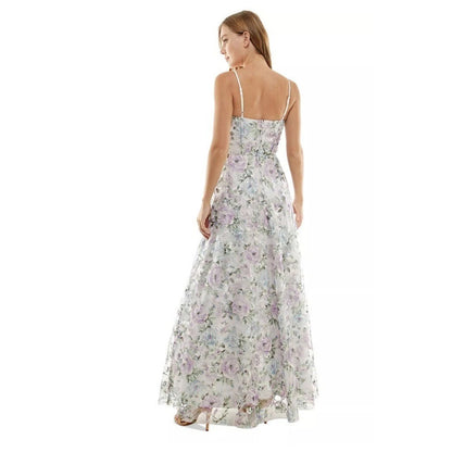 Vestido largo tipo corsé con bordado floral Trixxi Juniors', lavanda, talla 5, precio de venta sugerido: 179$