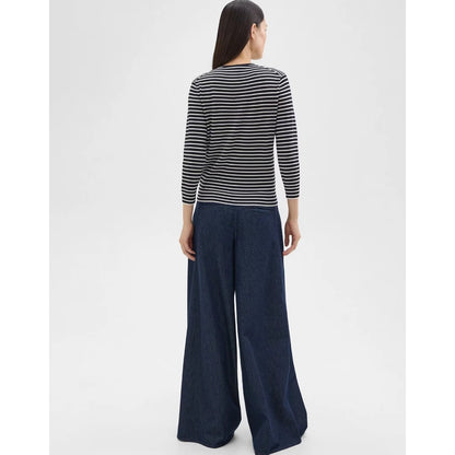 THEORY Pleated Wide-Leg Pant in Denim Jeans Indigo Drape Denim, 25 ,MSRP 295$