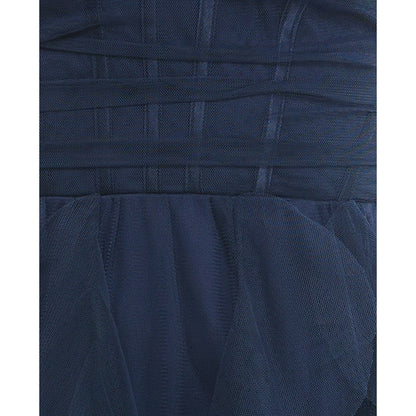 Pear Culture Vestido de malla con corpiño estilo corsé y falda de pétalos para jóvenes - Azul marino - 9, MSRP: 99$