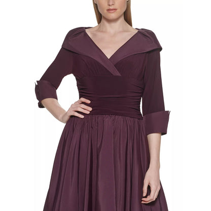 Jessica Howard Vestido Ajustado y Acampanado de Manga 3/4 para Mujer, Talla Pequeña 4P