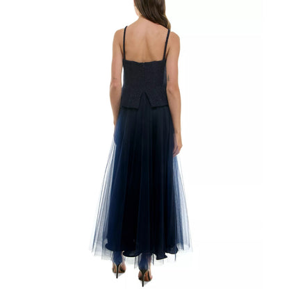 Taylor Women's Blue Mixed-Media Embellished Button Gown Dress Size 6, MSRP: 248$