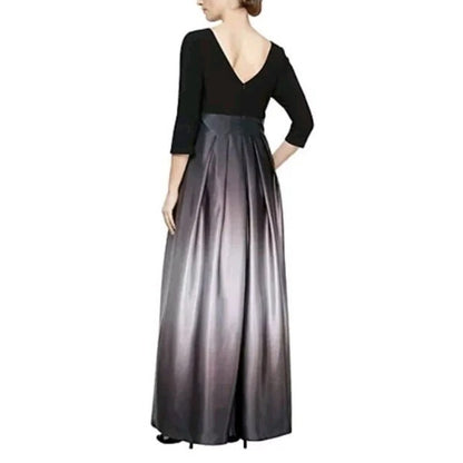 SLNY Vestido de noche formal largo acampanado para mujer, negro y morado ombré, talla 4P, PVPR: 139$