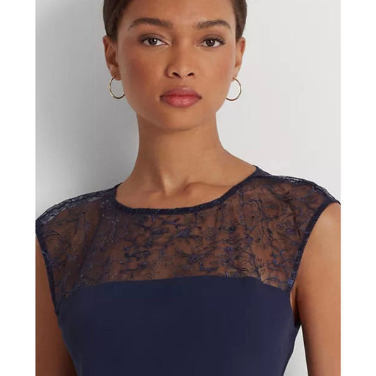 Vestido de cóctel sin mangas de georgette Lauren Ralph Lauren para mujer Talla 8, nuevo
