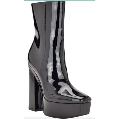 Guess Zapatos de tacón de bloque de charol negro Byra para mujer TALLA 8