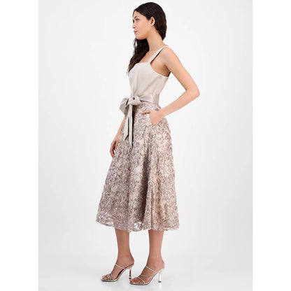 Vestido MIDI de satén y soutache con lentejuelas Tahari Asl para mujer - Champaña, PVPR: $269