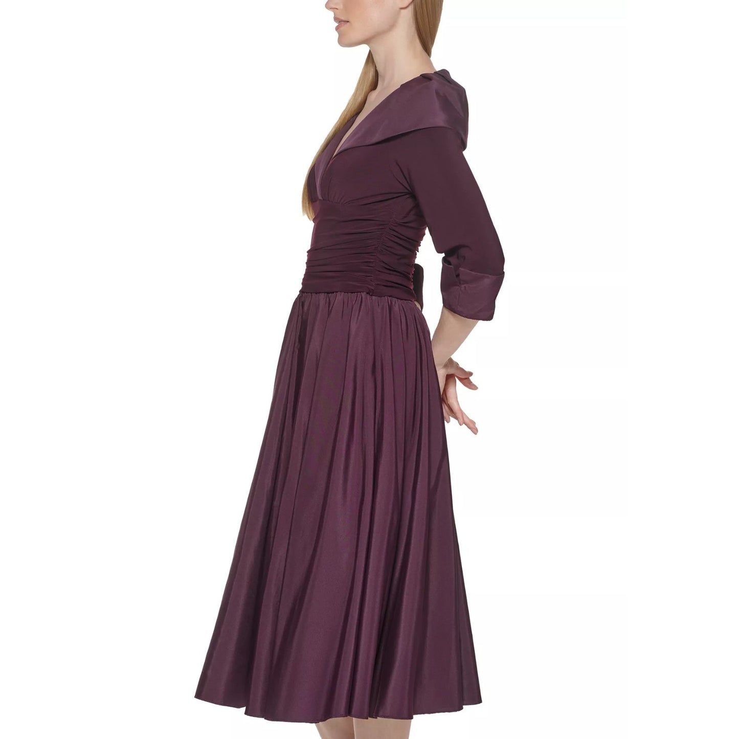 Jessica Howard Vestido Ajustado y Acampanado de Manga 3/4 para Mujer, Talla Pequeña 4P