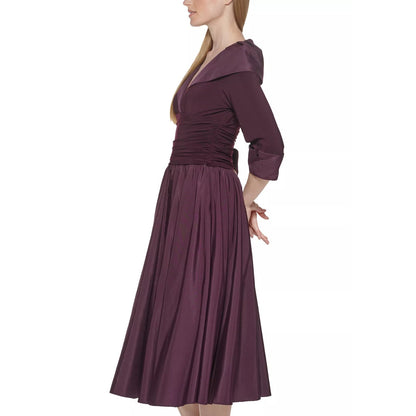 Jessica Howard Vestido Ajustado y Acampanado de Manga 3/4 para Mujer, Talla Pequeña 4P
