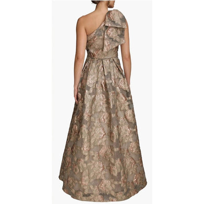 Donna Karan New York One-Shoulder Metallic Jacquard Gown, Size 12, MSRP:359$