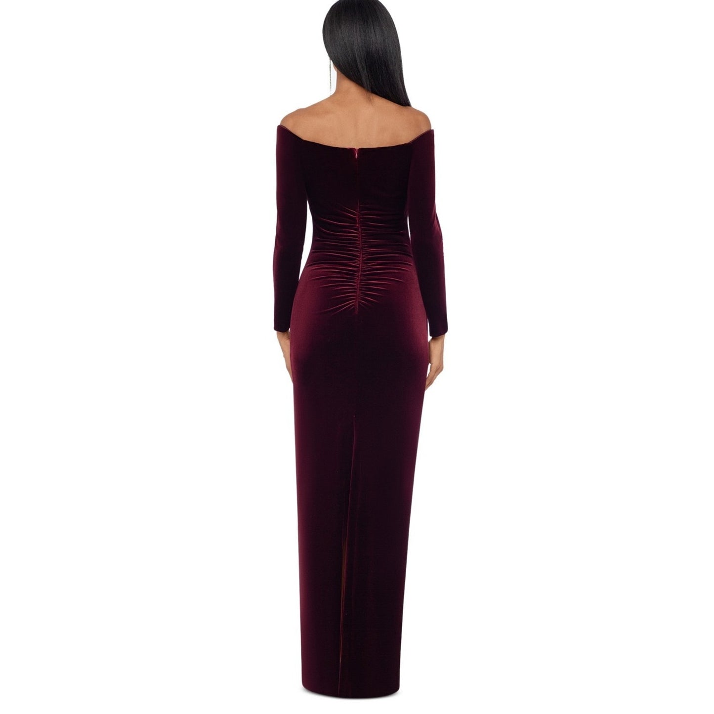 Vestido largo de terciopelo "Christy" de XSCAPE Petite sin hombros, talla 8P, MSRP: 179$
