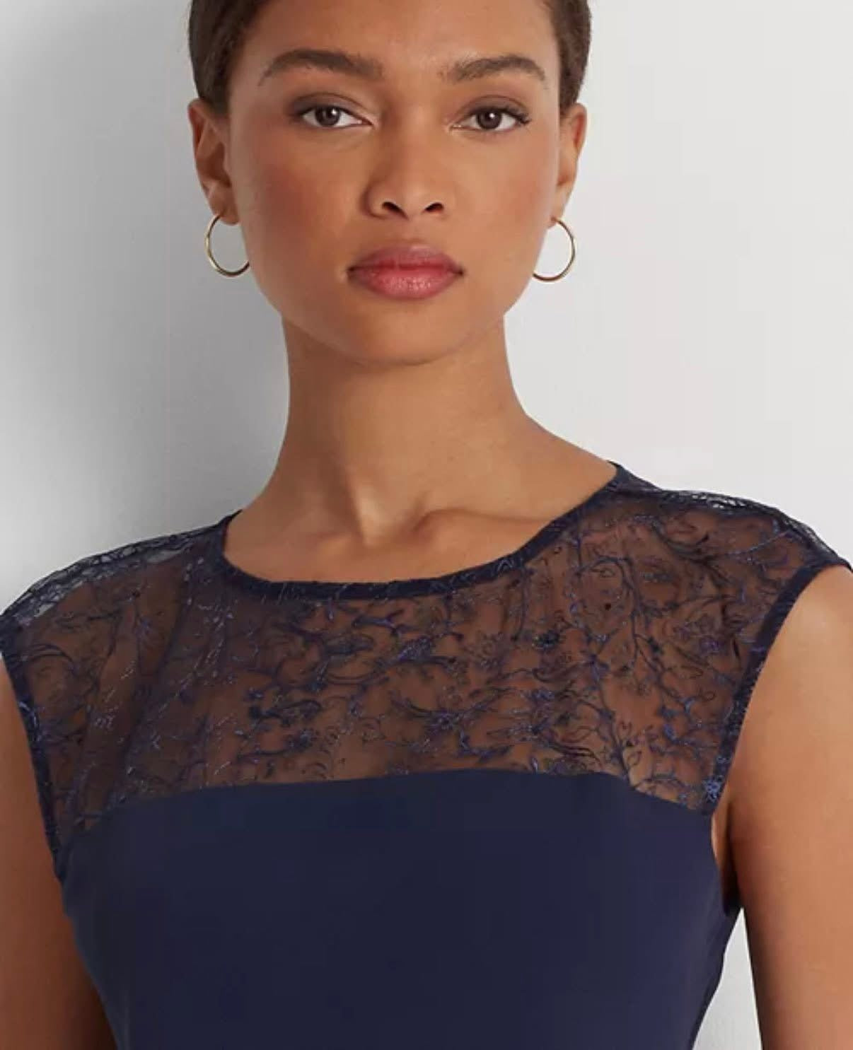 Vestido de cóctel sin mangas de georgette Lauren Ralph Lauren para mujer, tallas 8 y 10, nuevo