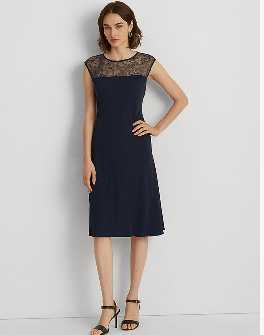 Vestido de cóctel sin mangas de georgette Lauren Ralph Lauren para mujer, tallas 8 y 10, nuevo