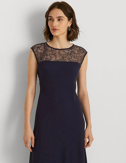 Vestido de cóctel sin mangas de georgette Lauren Ralph Lauren para mujer, tallas 8 y 10, nuevo