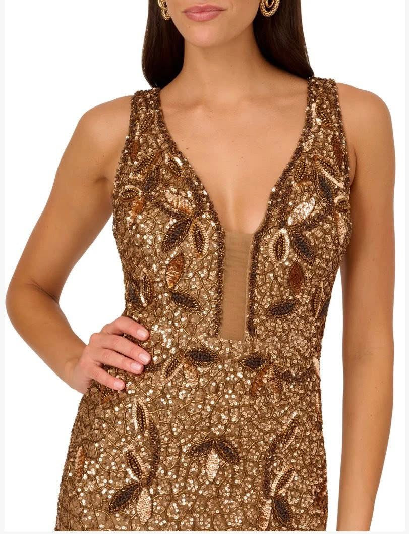 Vestido de cóctel y fiesta mini dorado metálico Liv Foster para mujer, talla 12, valorado en 395$