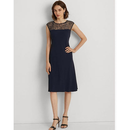 Vestido de cóctel sin mangas de georgette Lauren Ralph Lauren para mujer Talla 8, nuevo