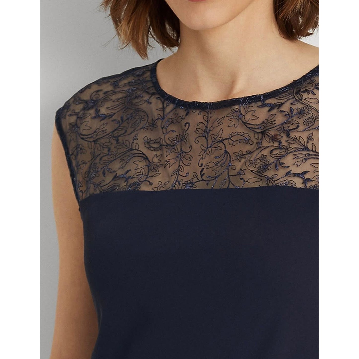 Vestido de cóctel sin mangas de georgette Lauren Ralph Lauren para mujer Talla 8, nuevo