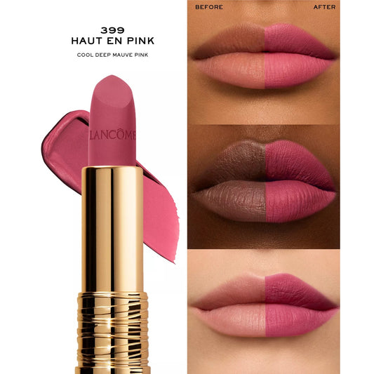 Lancome L'Absolu Rouge Drama Matte Mattifying Lipstick Color 399 - Haut en Pink