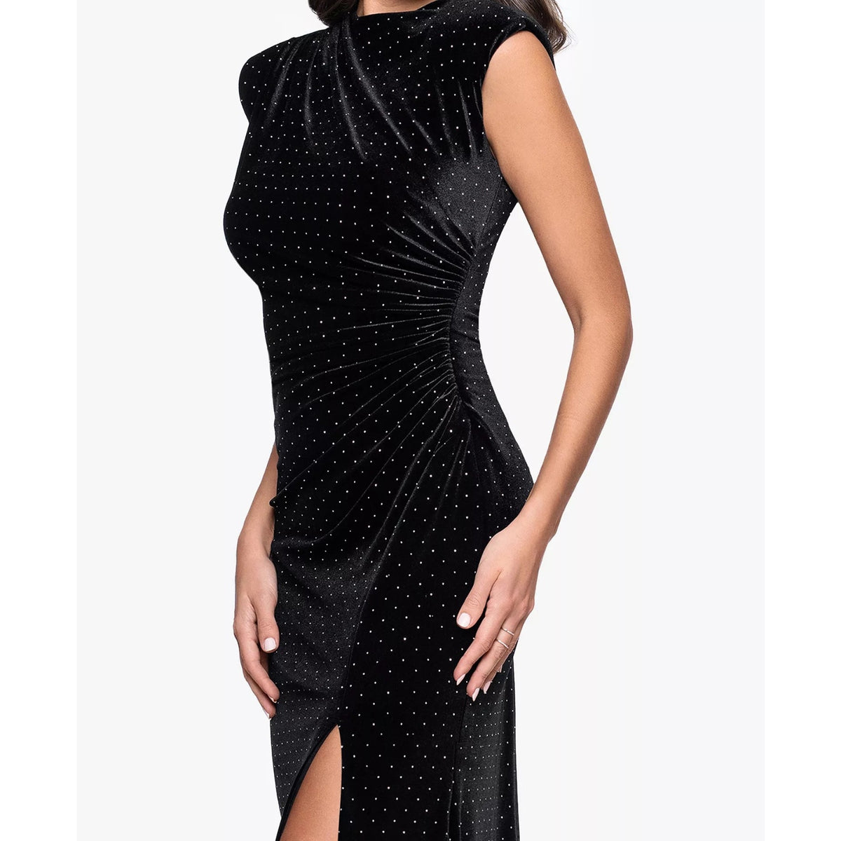Betsy & Adam Women's Long Studded Velvet Gown, Size 2P. New, MSRP: 279$