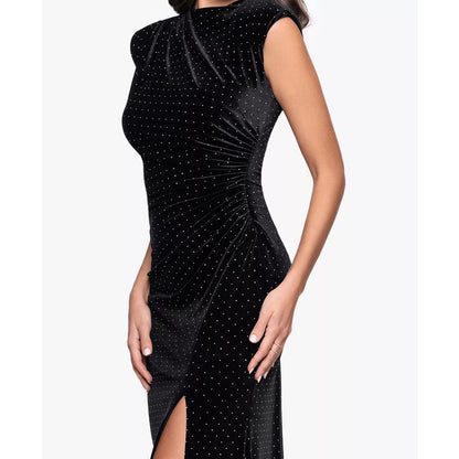 Betsy & Adam Women's Long Studded Velvet Gown, Size 2P. New, MSRP: 279$