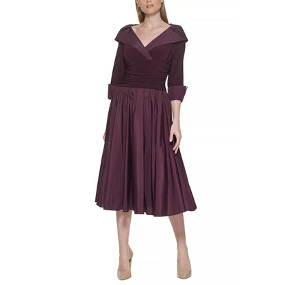 Jessica Howard Vestido Ajustado y Acampanado de Manga 3/4 para Mujer, Talla Pequeña 4P