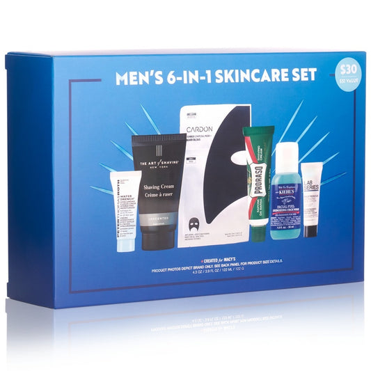 Macys MEN 6 IN 1 SKINCARE SET Moisturizer + Shaving Cream + Mask + Wash + Lotion