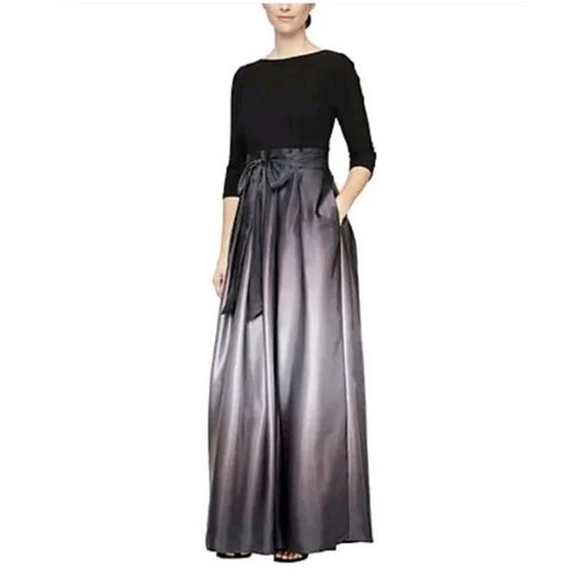SLNY Womens Black Purple Ombre A-Line Formal Evening Dress Gown 4P, MSRP: 139$