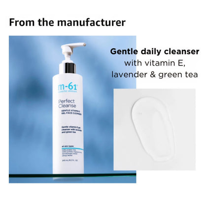 M - 61 Perfect Cleanse Gentle Vitamin E Gel Face Cleanser 8.2 oz NIB (016)