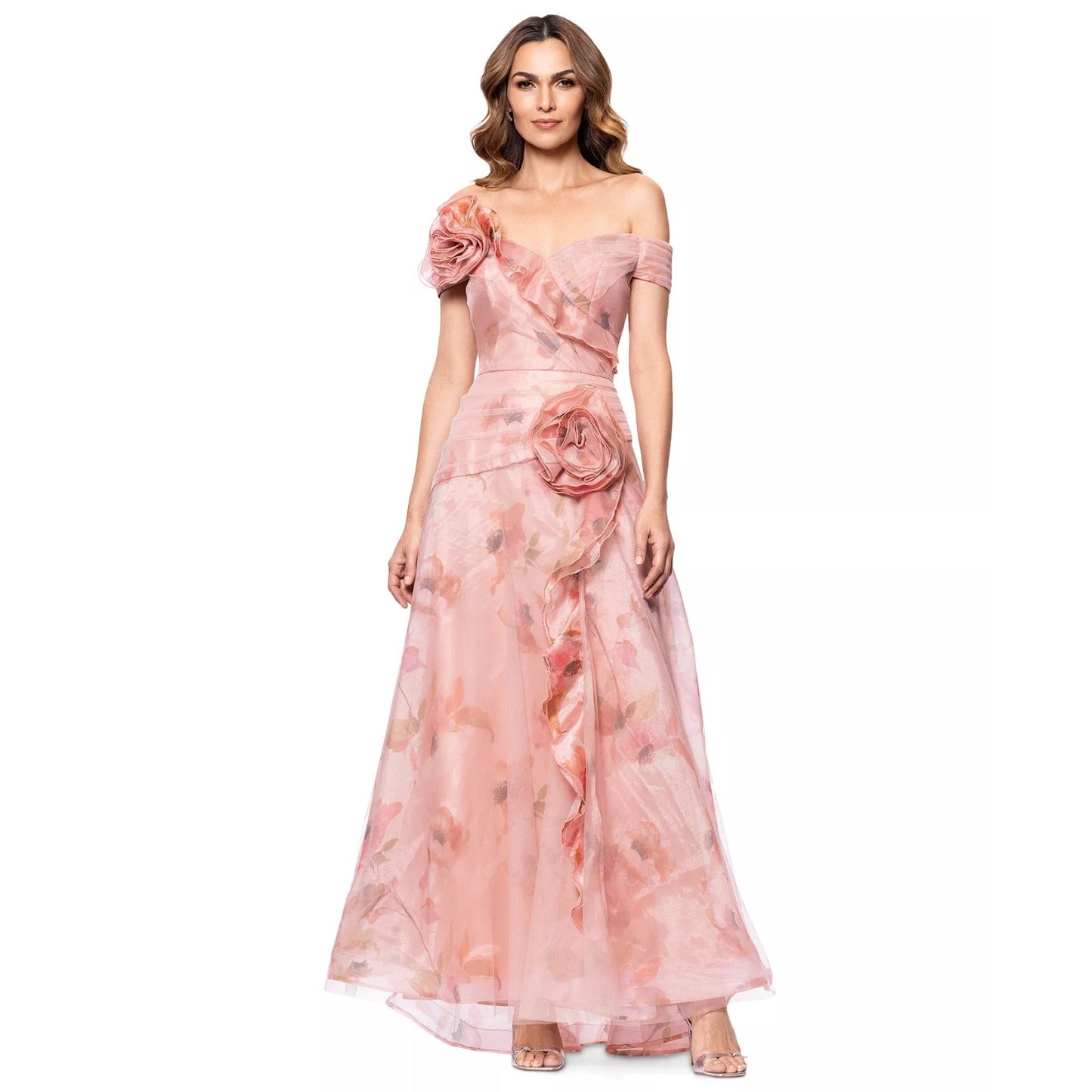 Betsy & Adam Women's Off-the-Shoulder Floral Organza Ball Gown -Sz 4, MSRP:299$
