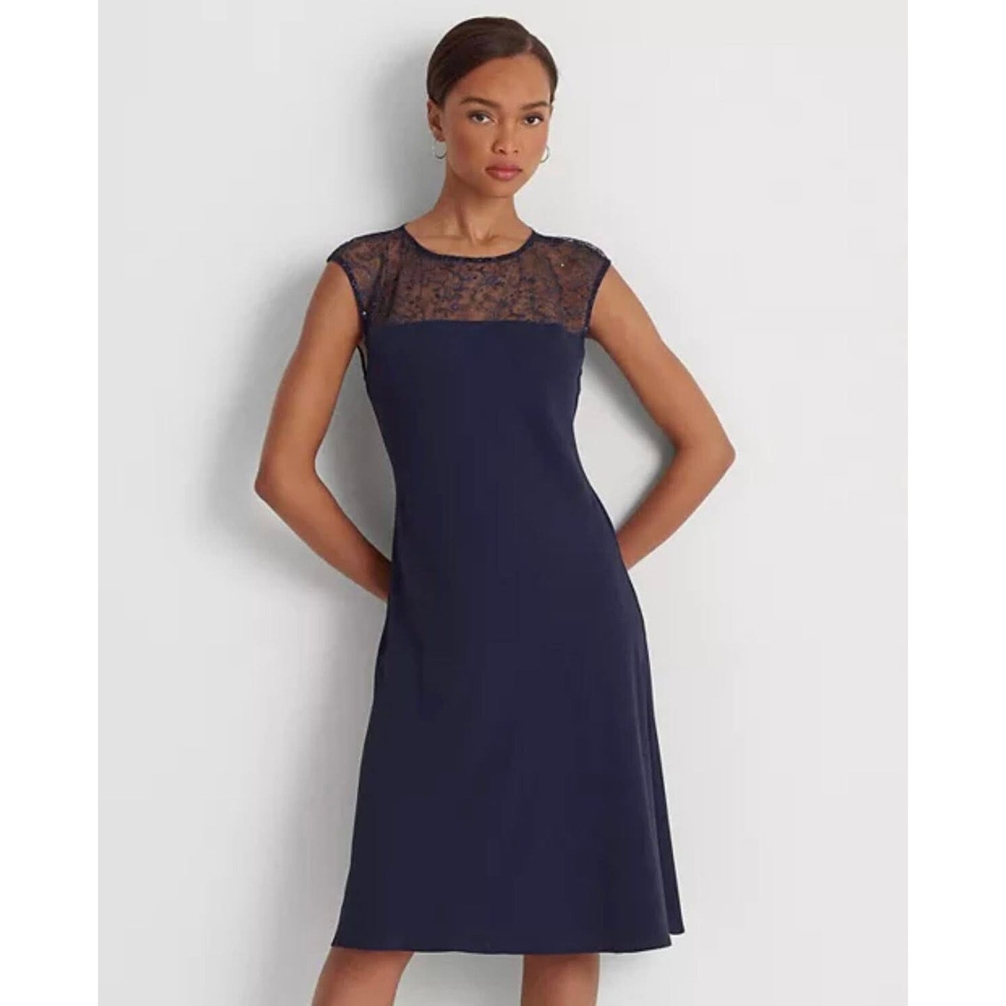 Vestido de cóctel sin mangas de georgette Lauren Ralph Lauren para mujer Talla 8, nuevo