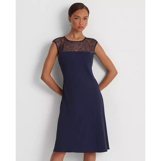 Vestido de cóctel sin mangas de georgette Lauren Ralph Lauren para mujer Talla 8, nuevo