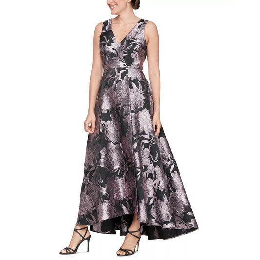 Sl Fashions Women's V-Neck Printed Sleeveless Prom Gown Size:4 Black/Blush 159$