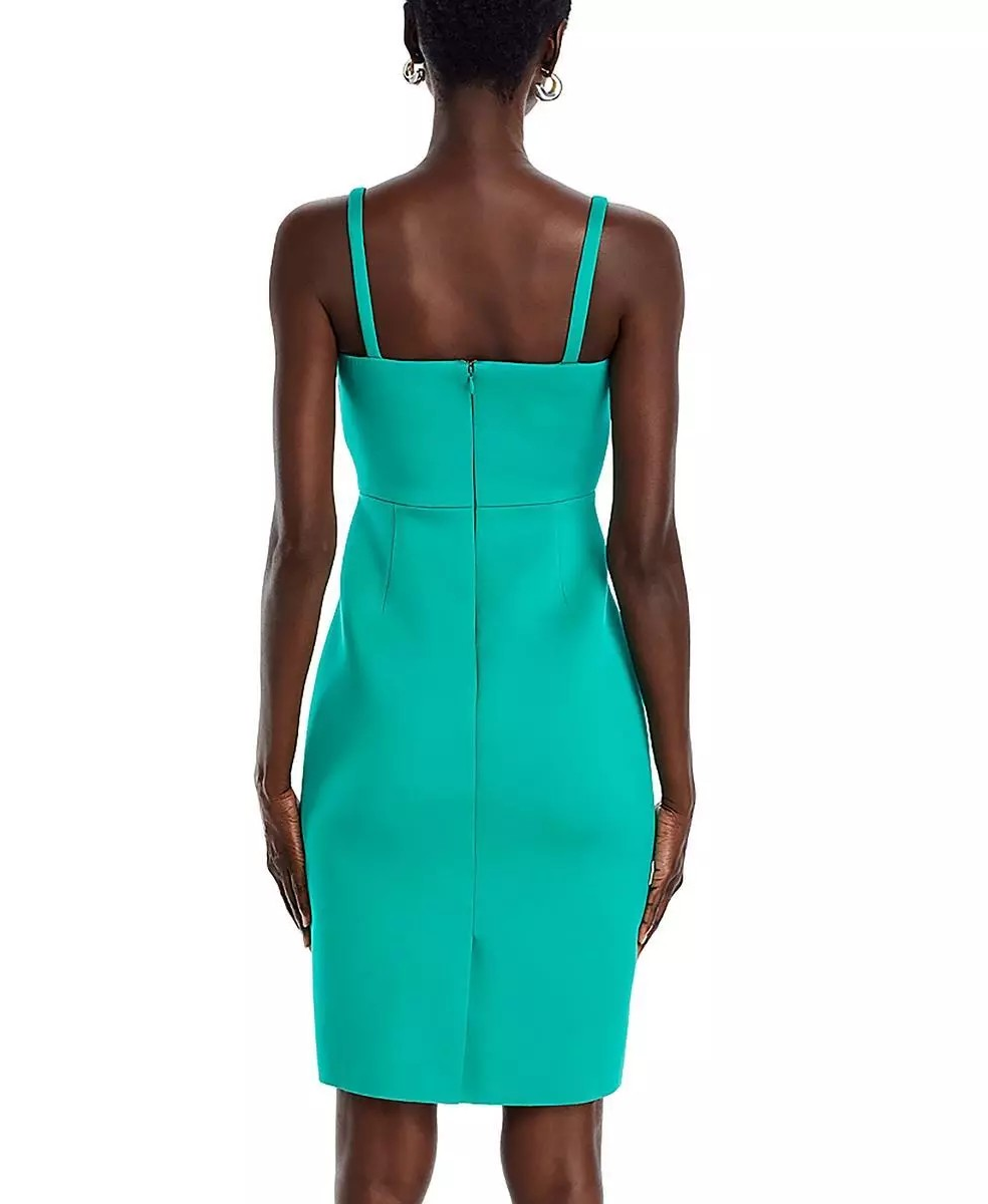 Vestido formal estilo vaina hasta la rodilla con roseta verde para mujer Eliza J, talla 6. Precio de venta sugerido por el fabricante: 158 $